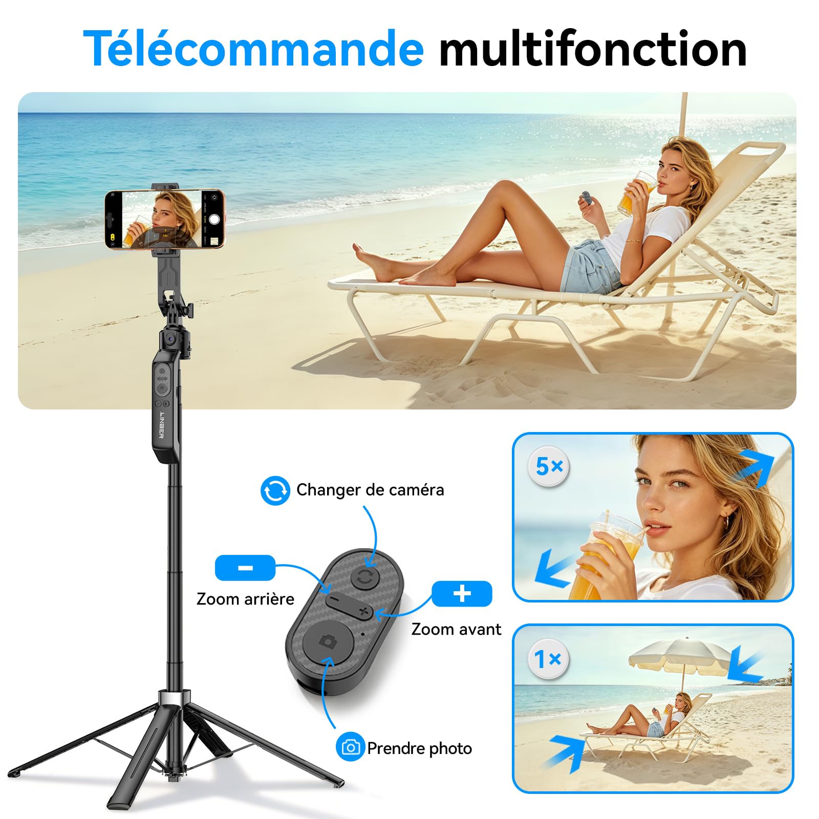 Trépied Smartphone à Suivi Automatique du Visage Rotation 360°