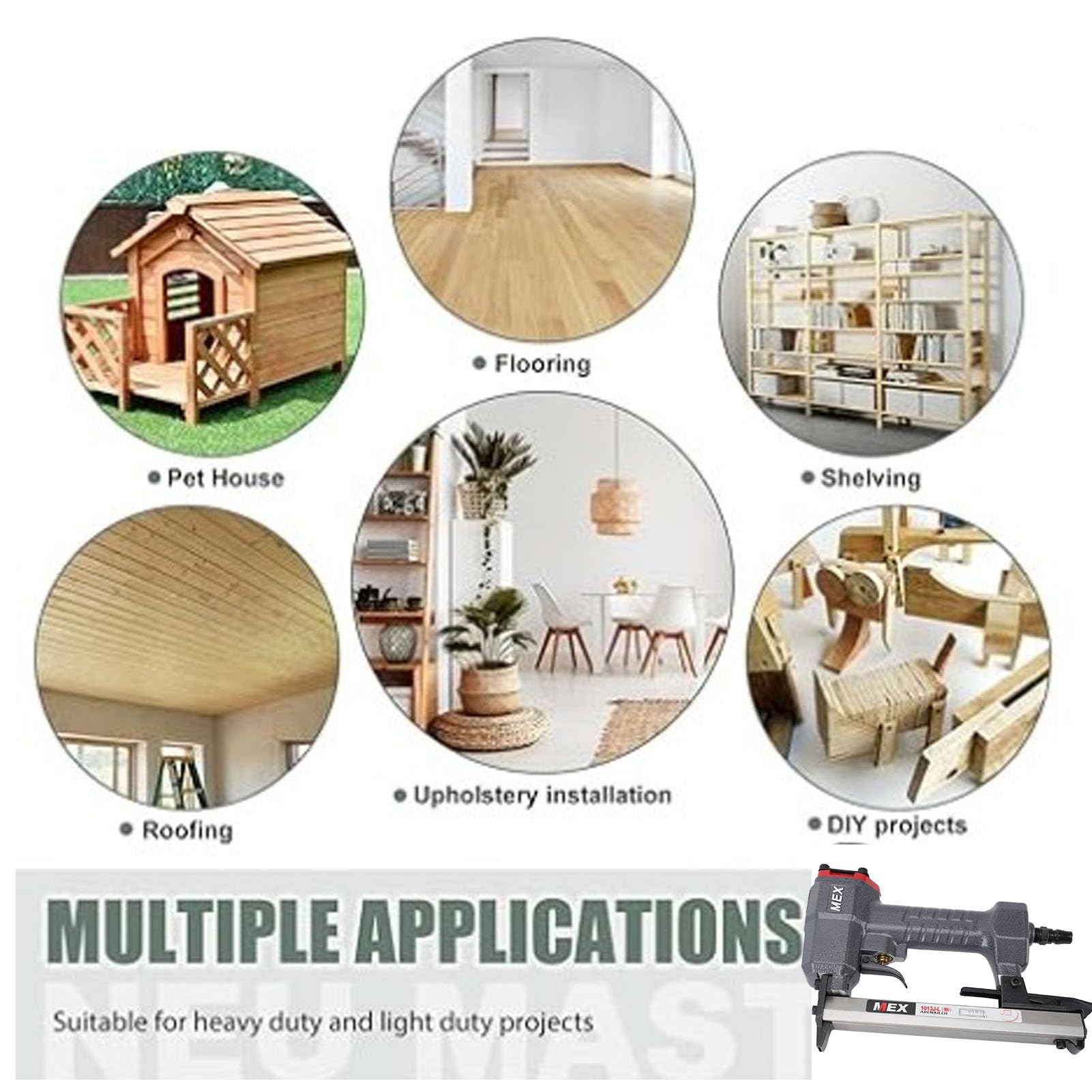 Chiodatrice Pneumatica Brad, Pistola Sparachiodi Portatile Compatibile con Chiodi J, Contiene 100 Chiodi, Cucitrice Pneumatica per Unghie, Chiodatrice Pneumatica a Forma di U per
