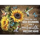 Stamped Cross Stitch Kits for Adults - Sunflower Inspirational Embroidery Kits for Beginners Adults,11 CT Patterns Dimensions Counted Cross Stitch Kits Arts Craft 12x16 inch