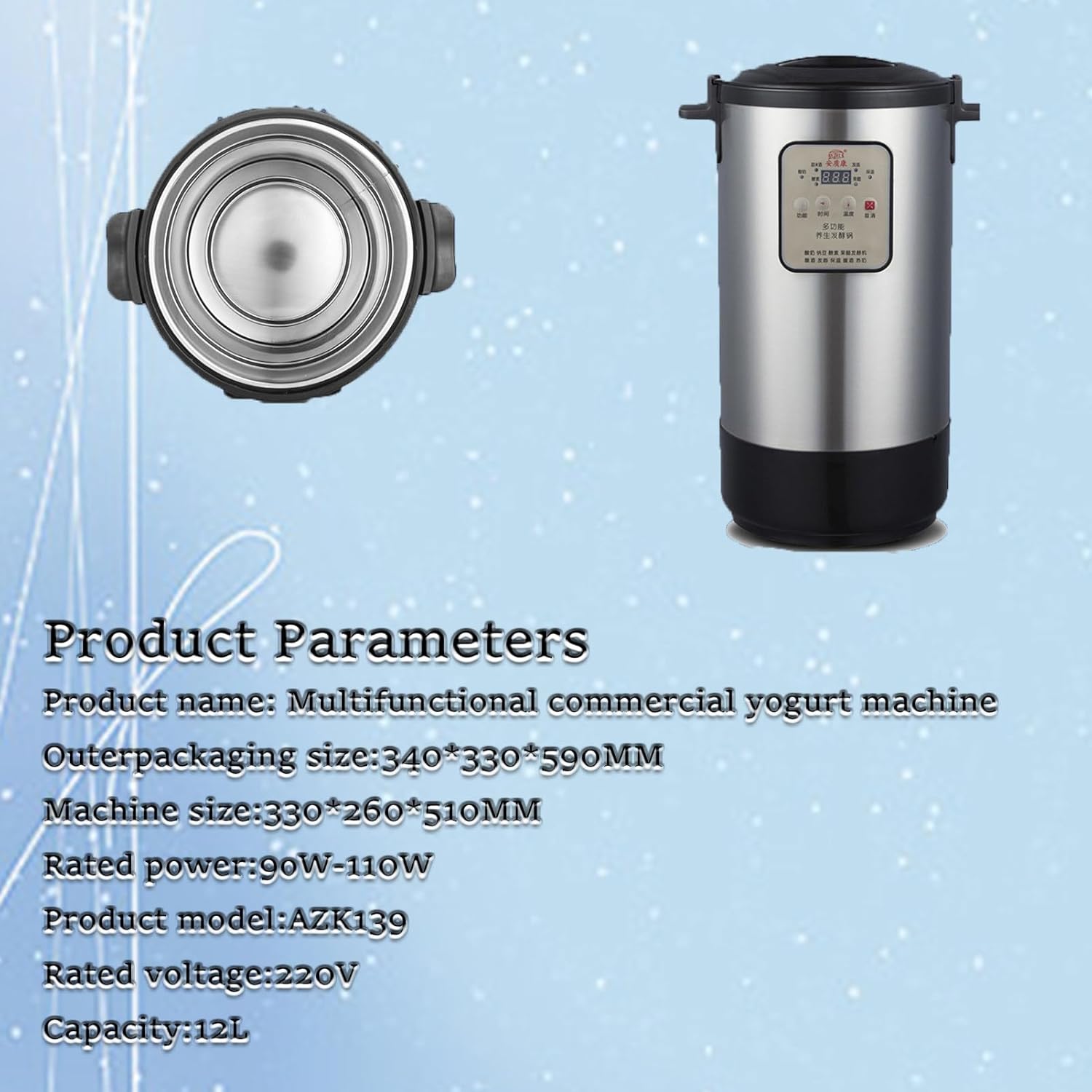 Electric Yogurt Fermenter, Stainless Steel Smart Fermentation Machine, Commercial Fermentation Machine, 12L Black Garlic Fermenter, Natto Maker