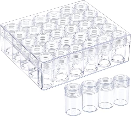 Blulu Contenedores de almacenamiento de pintura de diamantes, juego de contenedores de cuentas de plástico transparente, tarros de almacenamiento,