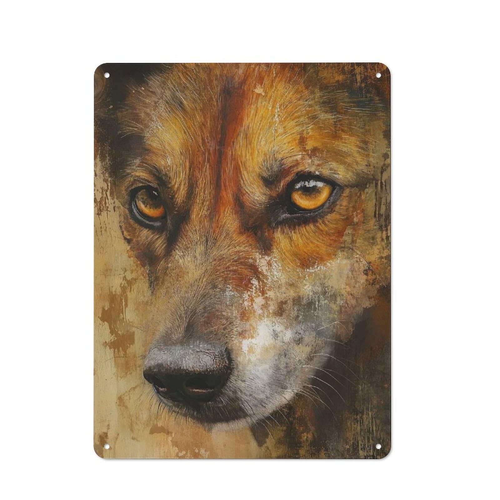 Junmoney Style-7 Wolf Portrait(2) Classic Metal Wall Decor 40X30cm, Metal Wall Plaque For Hobby Room, Office, Lounge Or Living Room