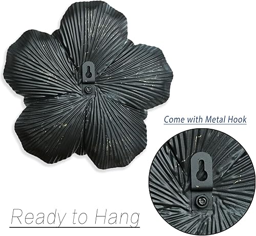 Miniatura 5 de Decoración artística de pared de flores de metal, escultura floral moderna y rústica de 9 pulgadas, hierro envejecido para colgar en la pared,