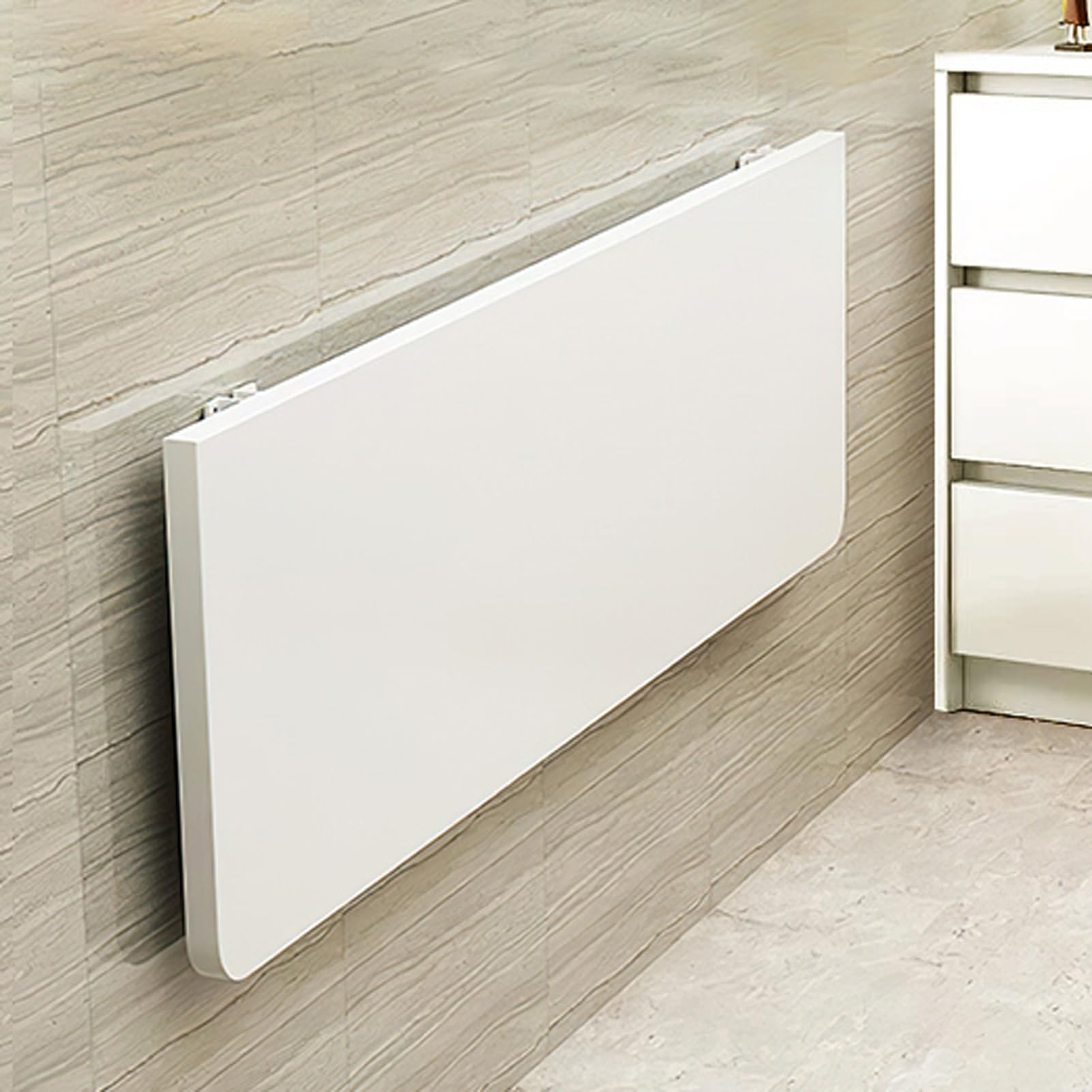 LWJSOCP Wall Mounted Folding Desk - Space-Saving Collapsible Table for Home, Office & Kitchen, 40x30cm, White - Perfect Floating Workbench for Small Spaces