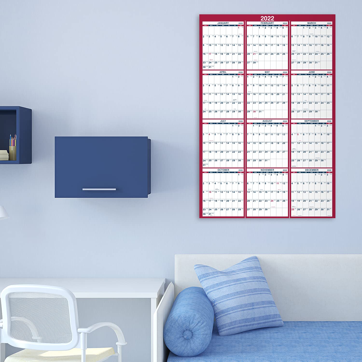2022 Yearly Wall Calendar 2022 Yearly Full Wall Calendar with Thicker