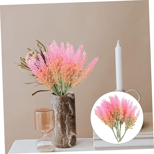 Miniatura 9 de Happyyami 6 piezas de césped de plástico simulado, tallos de vegetación sintética para boda, arreglo floral sintético para jarrón, arbustos