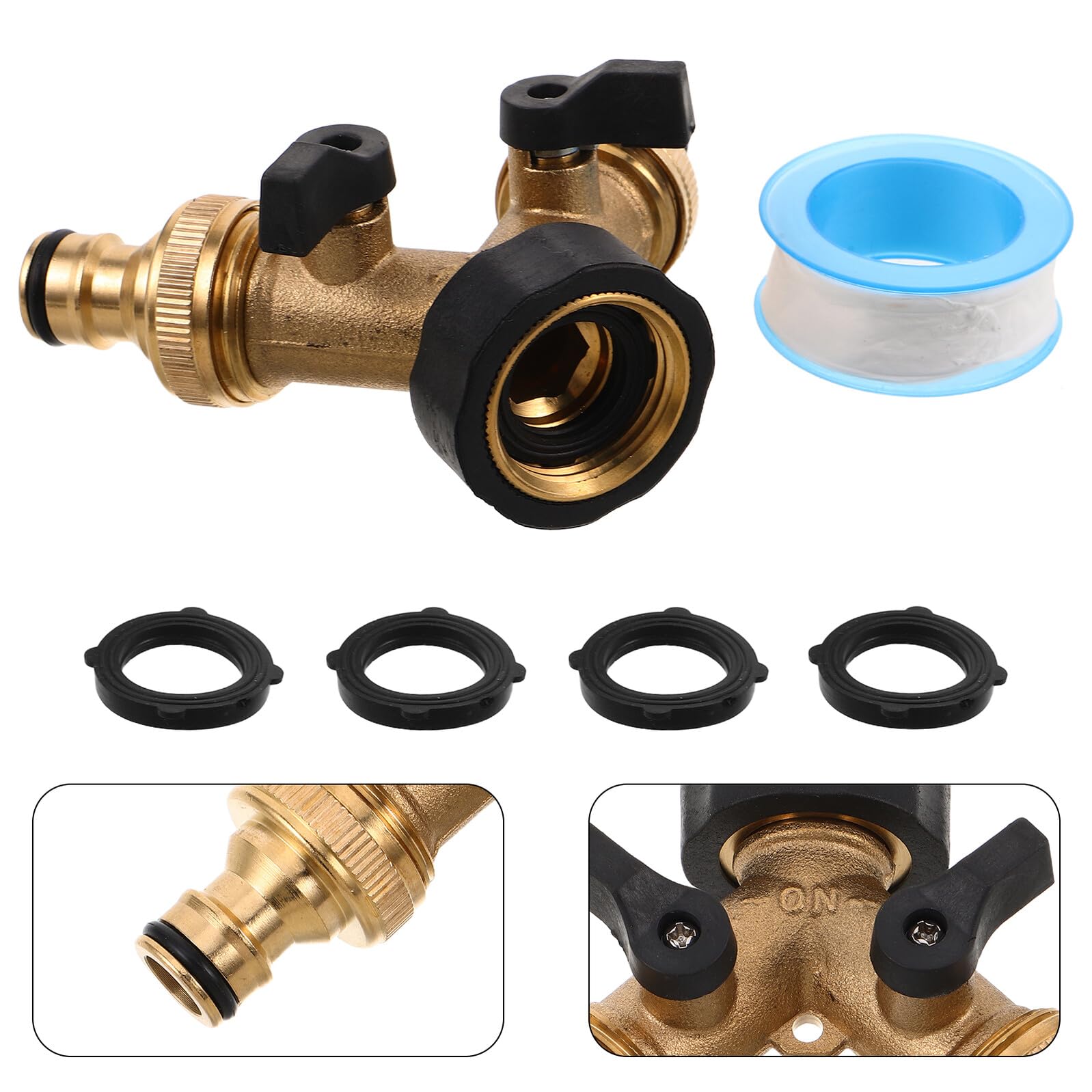 Homoyoyo Sdoppiatore y per Tubo Flessibile Acqua Deviatore per Tubo Flessibile in Rame Adattatore da Giardino Collegamento Rapido per Uso Esterno Connettore y per da Giardino Corpo in Rame
