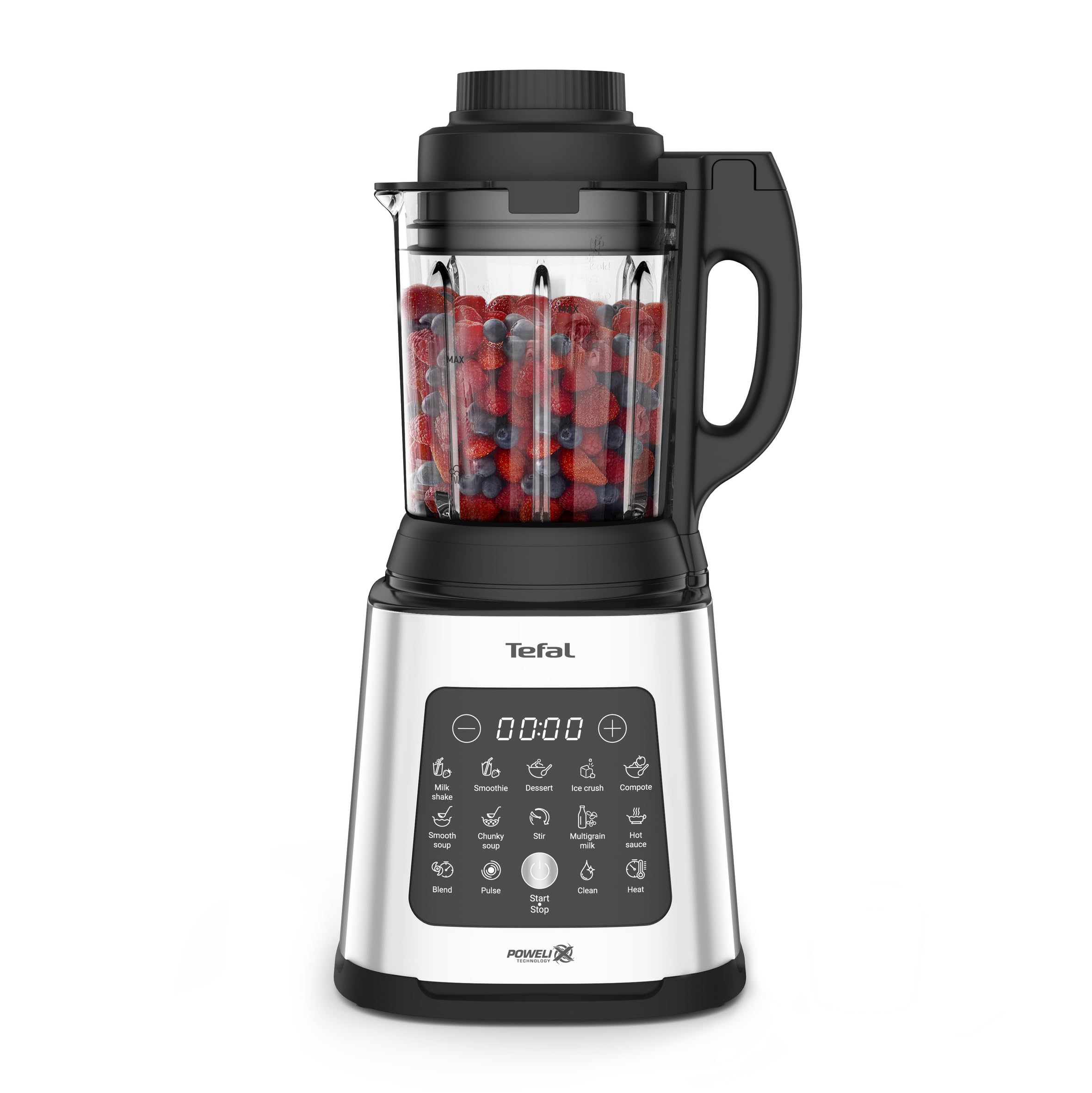 Tefal PerfectMix Cook Hochgeschwindigkeits-Standmixer mit Kochfunktion (BL83SD30) – Silber/Schwarz