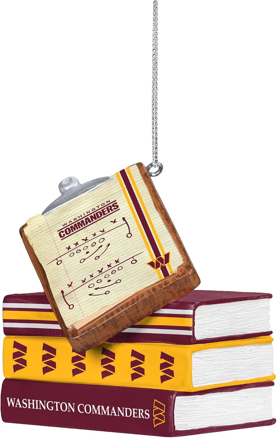 FOCO NFL Washington Commanders Team Playbook Clipboard and Books Ornament – Officially Licensed Holiday Decoration image 2