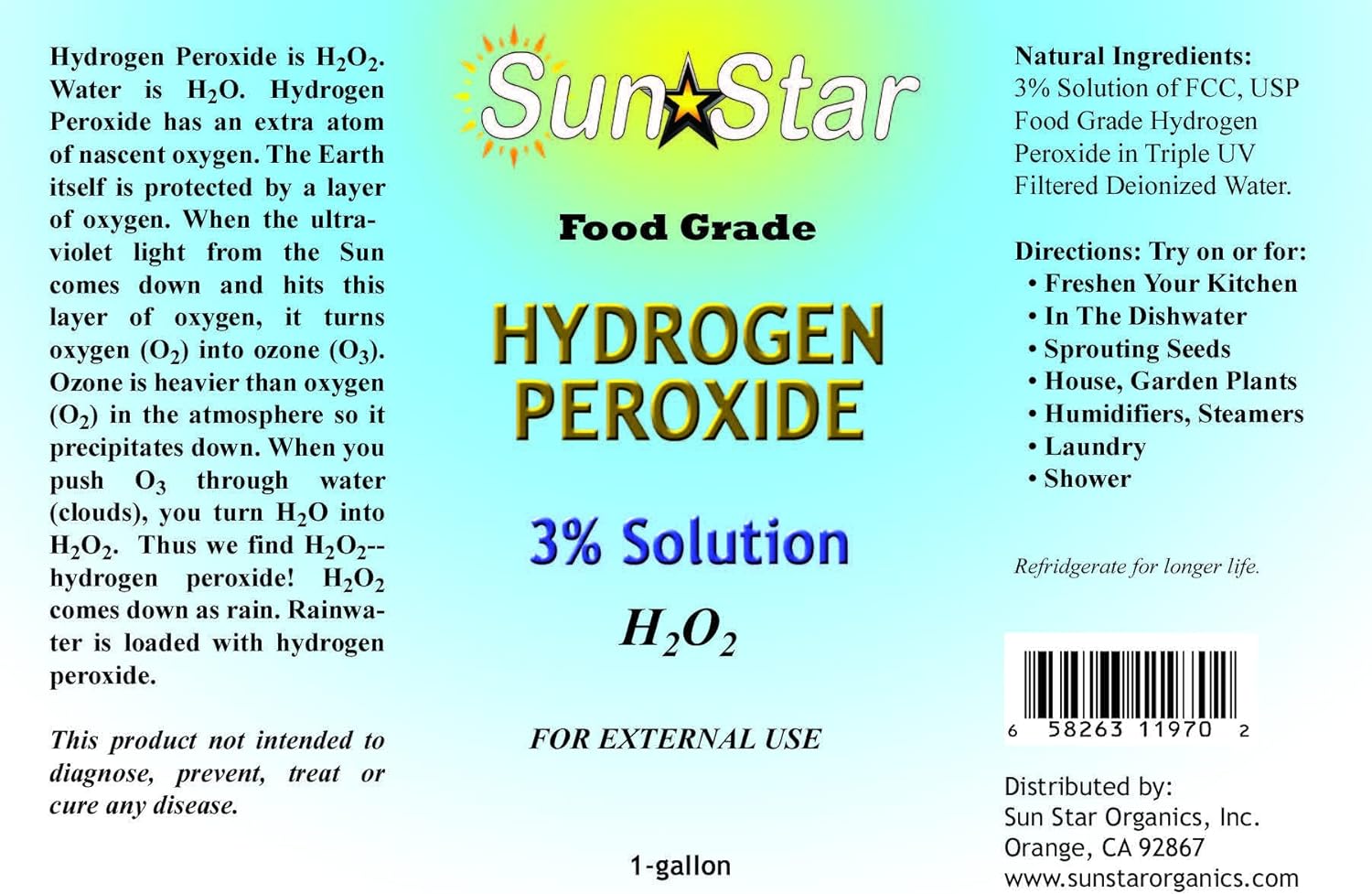 Hydrogen Peroxide 3% Solution GALLON (Food Grade)