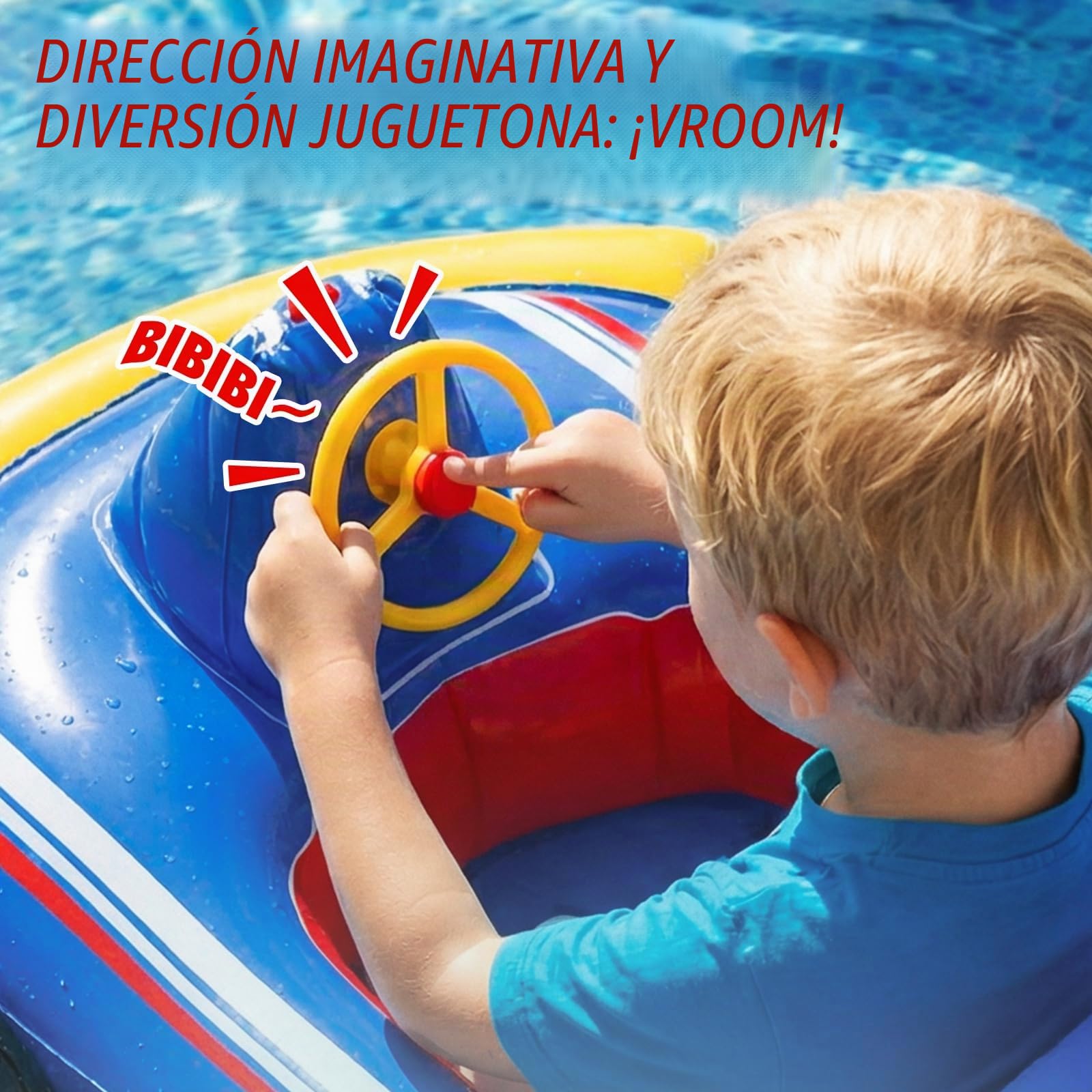Lehoo Castle Boya Inflable con Pistola de Agua y Volante con Sonido, Ayuda para Nadar Go-Kart para Niños de 3 a 6 Años, Asiento de Piscina Seguro para Juegos Acuáticos de Verano