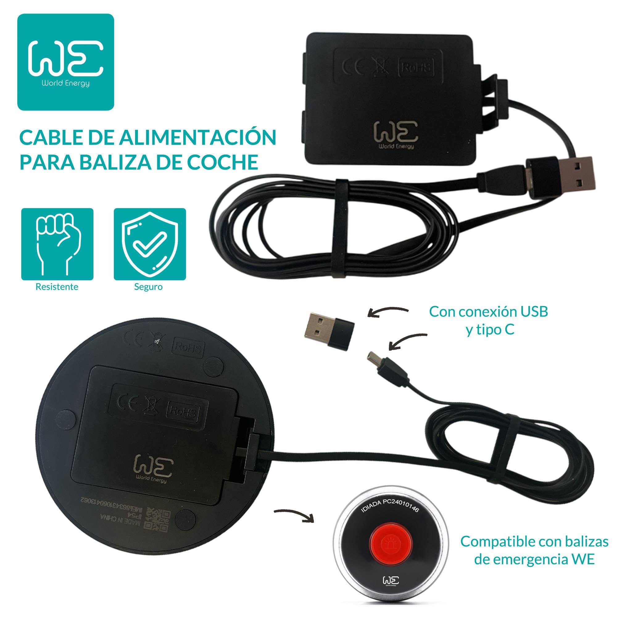 Zestaw bezpieczeństwa z geolokalizacją i podłączeniem DGT 3.0 awaryjnego sygnalizatora V16 - w zestawie adapter, kabel zasilający i etui odporne na wstrząsy