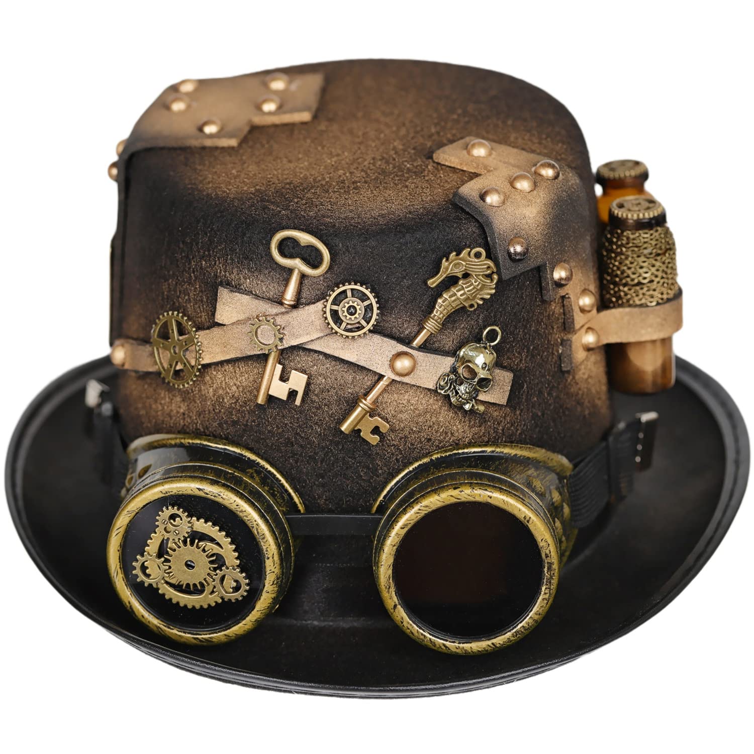 GRACEART Steampunk Top Hat for Women Gears for Men with Removable Goggle — image 1