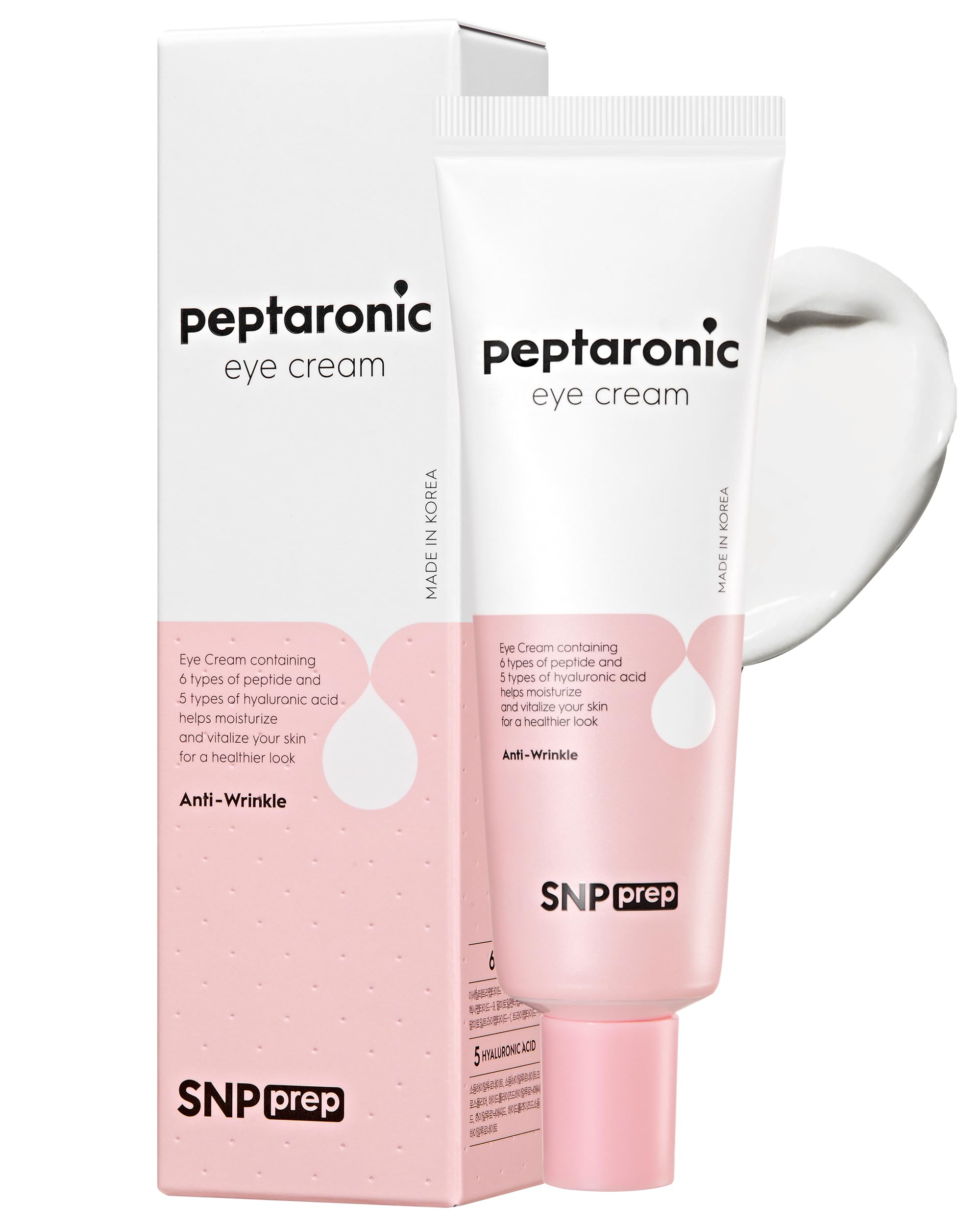 Crema occhi SNP Prep Peptaronic – Idratante anti-età coreano per occhi e viso con 6 peptidi e 5 tipi di acidi ialuronici per la cura delle rughe, il miglioramento dell'elasticità, 25ml.