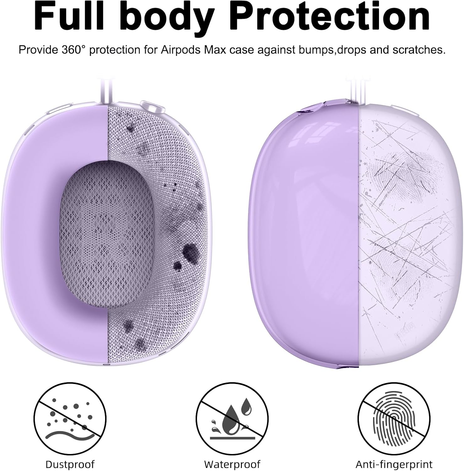 Silicone Case Cover for AirPods Max 2/AirPods Max Headphones (Pastel Lilac) image 3