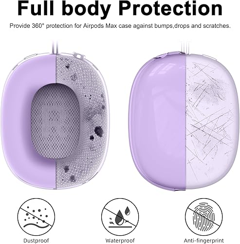 Miniatura 3 de [4 en 1] Funda de silicona para AirPods Max, funda transparente de TPU suave para los oídos, funda para almohadilla para los oídos, funda para la