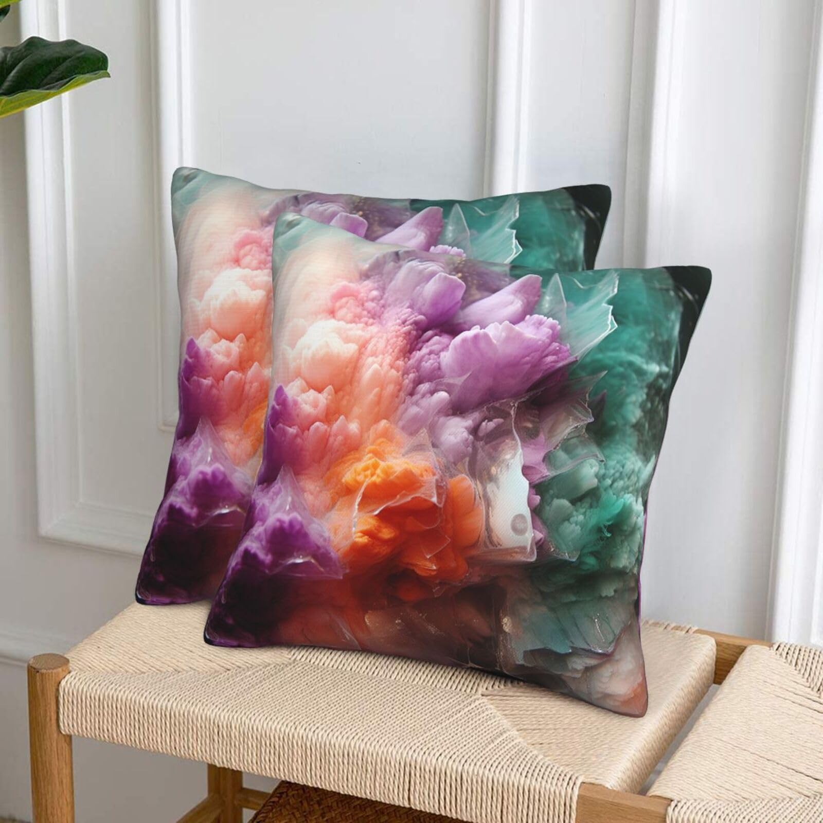 NONHAI Decorative Throw Pillow Covers Set of 2, 18"x18" Square Cushion Case Soft Comfy Colorful Throw Pillows for Couch Cushion Livingroom Farmhouse Home Decor Pillowcases