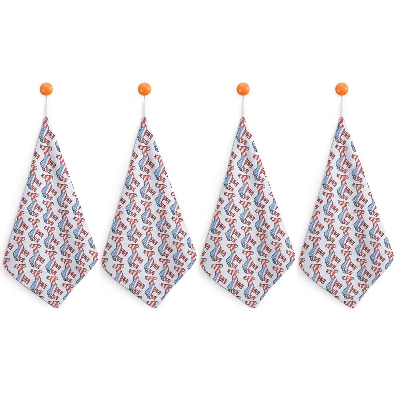 TXFBTRFSA Democrat Donkey Pattern Hand Towels with Hanging Loop Kitchen Towel Handkerchiefs Cleaning Cloths