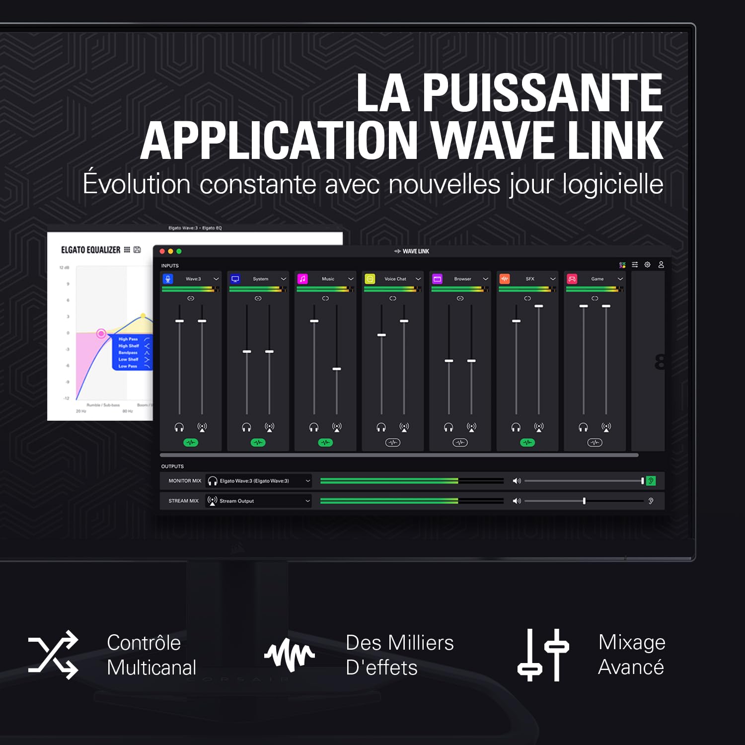Elgato USB Audio Mix Blanc - Table de mixage audio, contrôleur de studio, microphone à condensateur USB pour le podcasting, le streaming, les créateurs de contenu, cadrans et touches LCD, PC/Mac