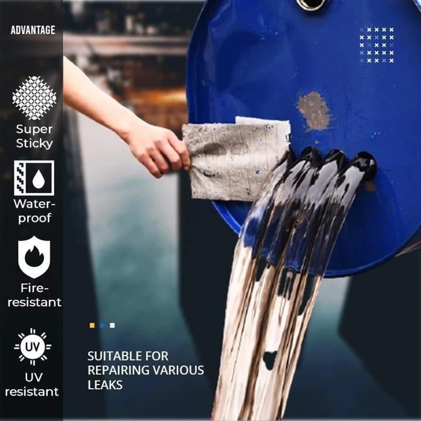 Butyl Band Ultrawasserdichtes Klebeband zur Reparatur von Wandrissen im Dach, Hochtemperaturrohr, Schwimmbad-Rettungsband, selbstklebendes, isolierendes Rohrband(Color:5cmx5m)