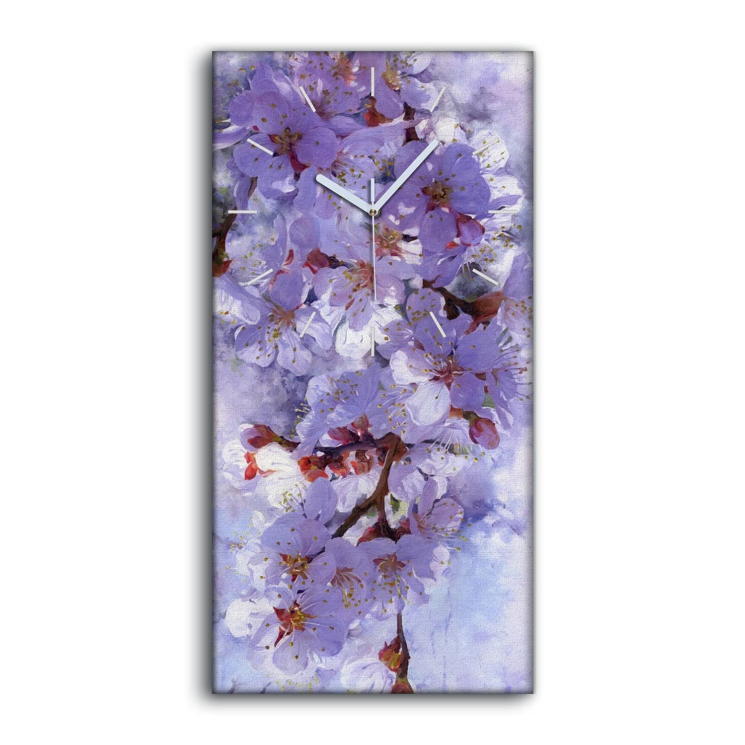 Horloge sur Toile Sans Tic-Tac Coloray Fleurs de Branche Cadran Silencieux