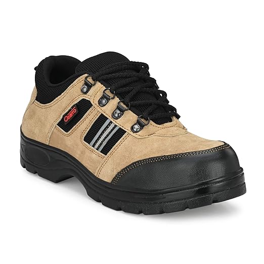 Buy Ozarro Suede Leather Beige Steel Toe Safety Shoe for Mens (S4404