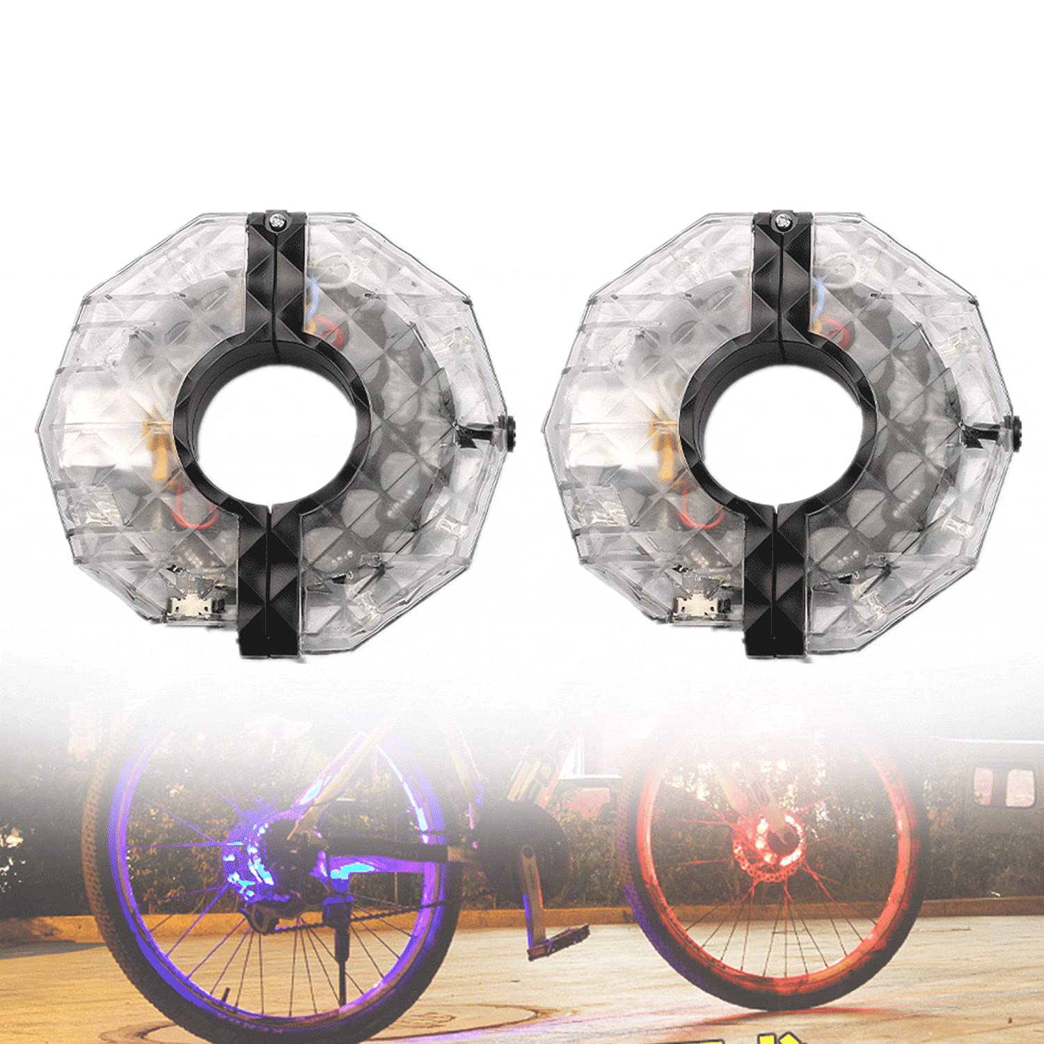 2 Luci LED Per Ruote Bici - 7 Colori, 18 Modalità, Impermeabili IP65, Ricaricabili - Foto 5