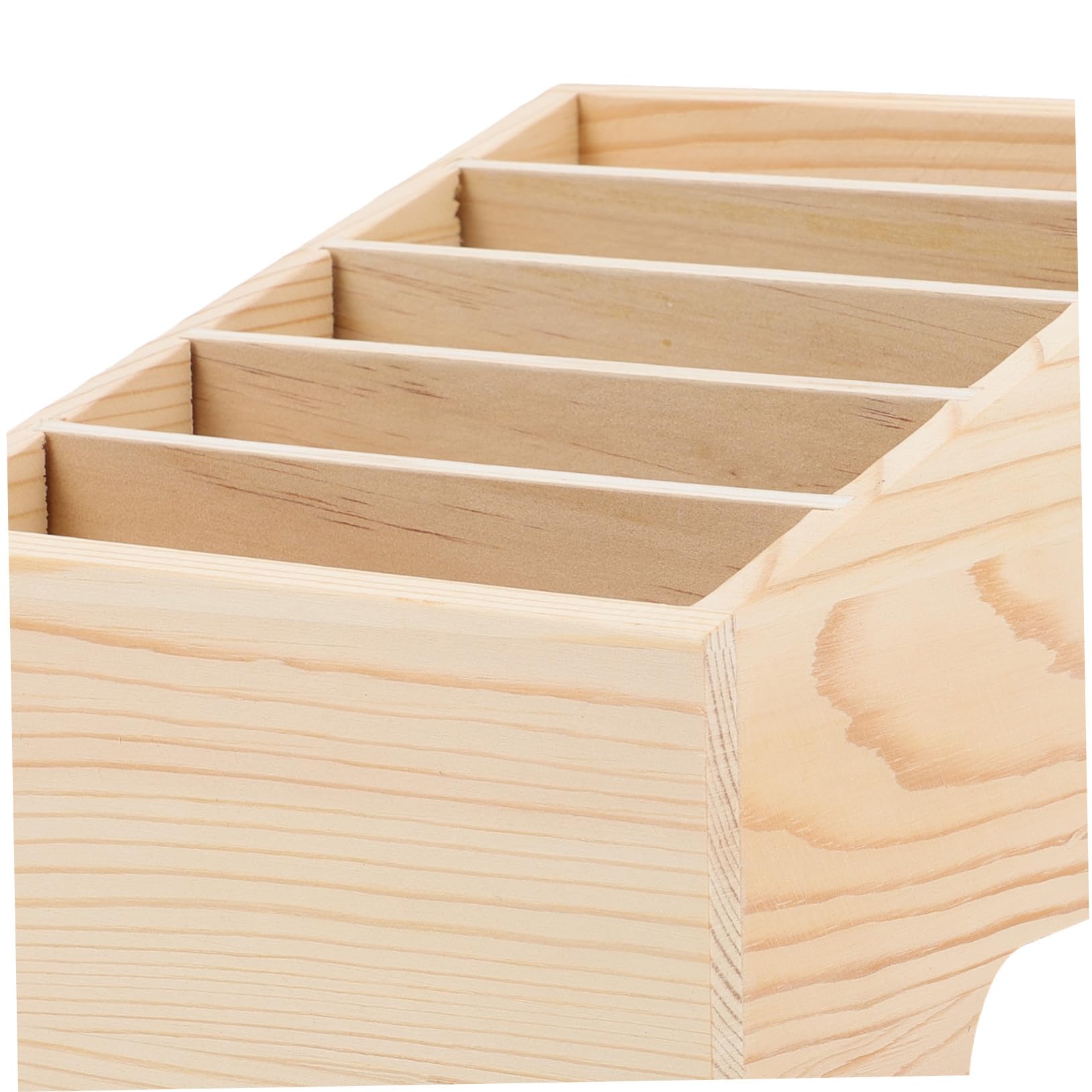 NOLITOY Mehrzweck Aufbewahrungsbox Holz Schreibtisch Organizer Mit 5 Fächern Desktop Container Für Handy Büro Schule Natürliche Holzoptik
