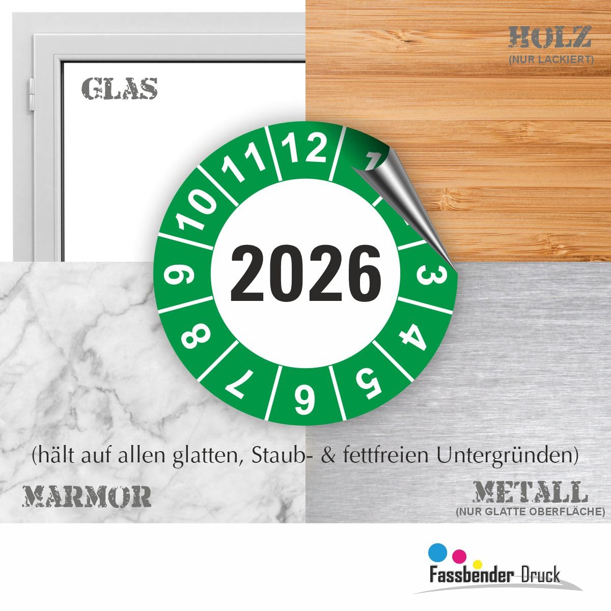 Hochwertige Prüfetiketten JAHRESPLAKETTE 2026 Ø 30mm - Selbstklebende PVC-Folie - Wartungsetiketten für Prüfung - Prüfplakette für Prüfungsnachweis (30 Stück)