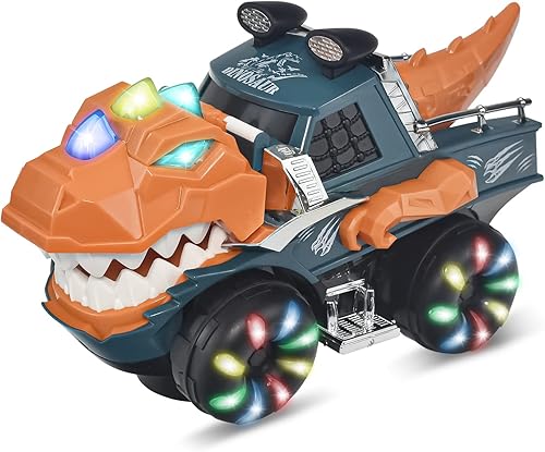 Miniatura 1 de YJMYYX Juguetes de dinosaurio para camiones iluminados para niños de 3 años juguetes de dinosaurio para niños de 4 años con hermosos neumáticos LED