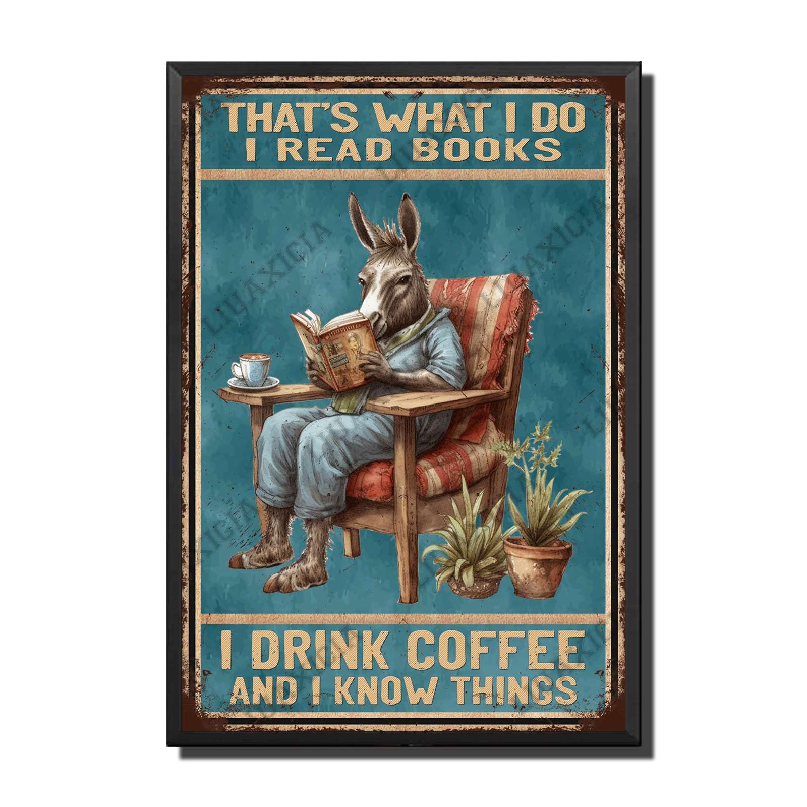 peiyeety Metal Tin Sign That's What I Do I Read Books Rabbit Vintage Decorative Wall Art,Retro Book Lover Rustic Plaque for Home Living Room Bedroom Library Office,12x16 Inch