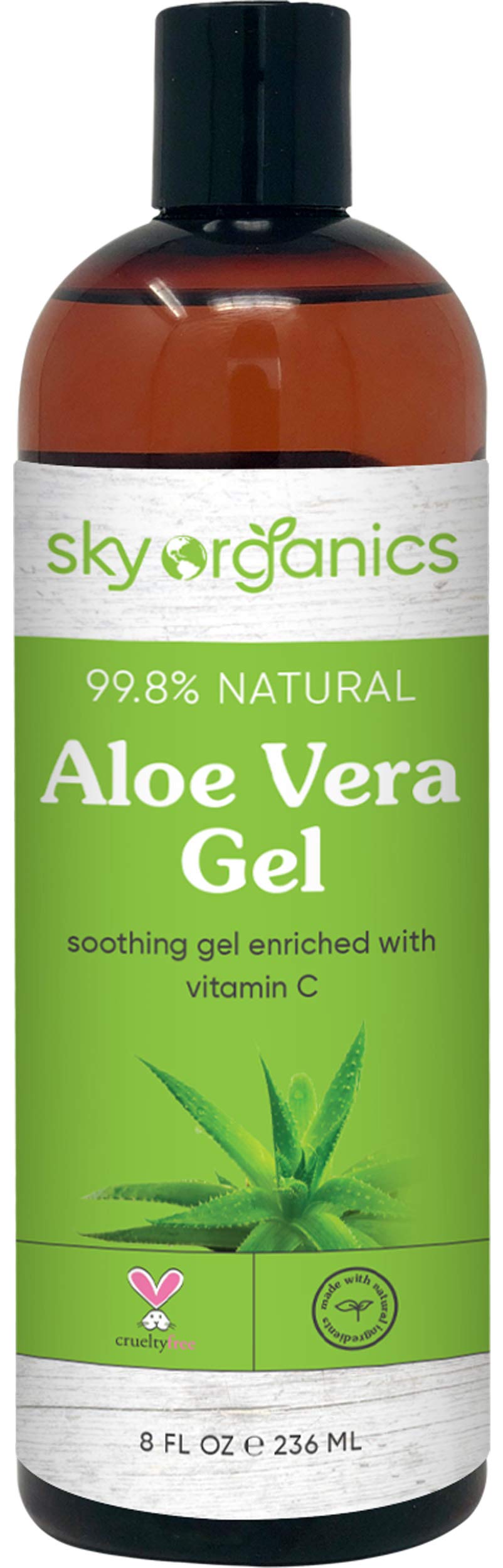 Aloe Vera Gel (8 oz) Cold-pressed Ultra Hydrating Skin Soothing Aloe Gel for Face Body After-Sun Care Aloe Gel Made in USA