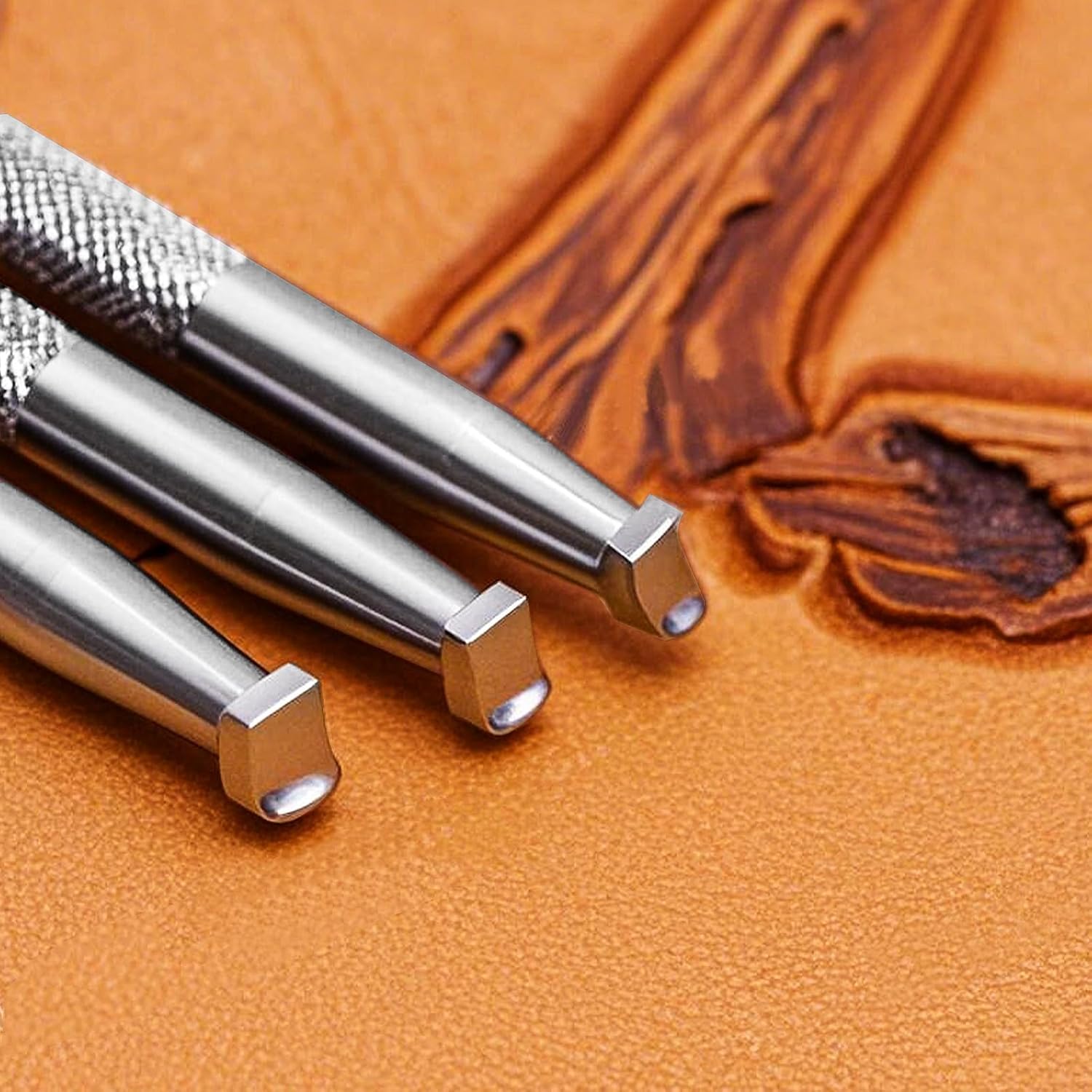 Leather Stamps Back Beveled Stamps 304 Stainless Steel Stamping Tool Arc Angle Beveling Set 3Pcs Professional LeatherCrafts Carving DIY Kit
