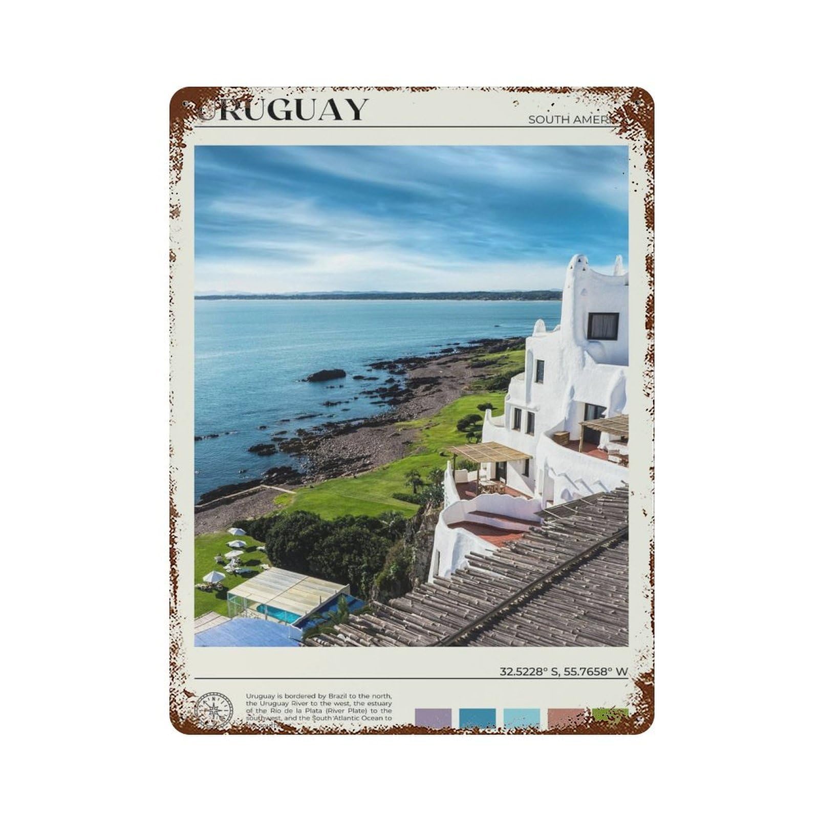 xiaoxiaoshen Real Photo Uruguay Decor South America Wall Decor Art Metal Tin Poster Modern Home Decor Art Home Bar Shop Decorations Vintage Sign 40x30cm