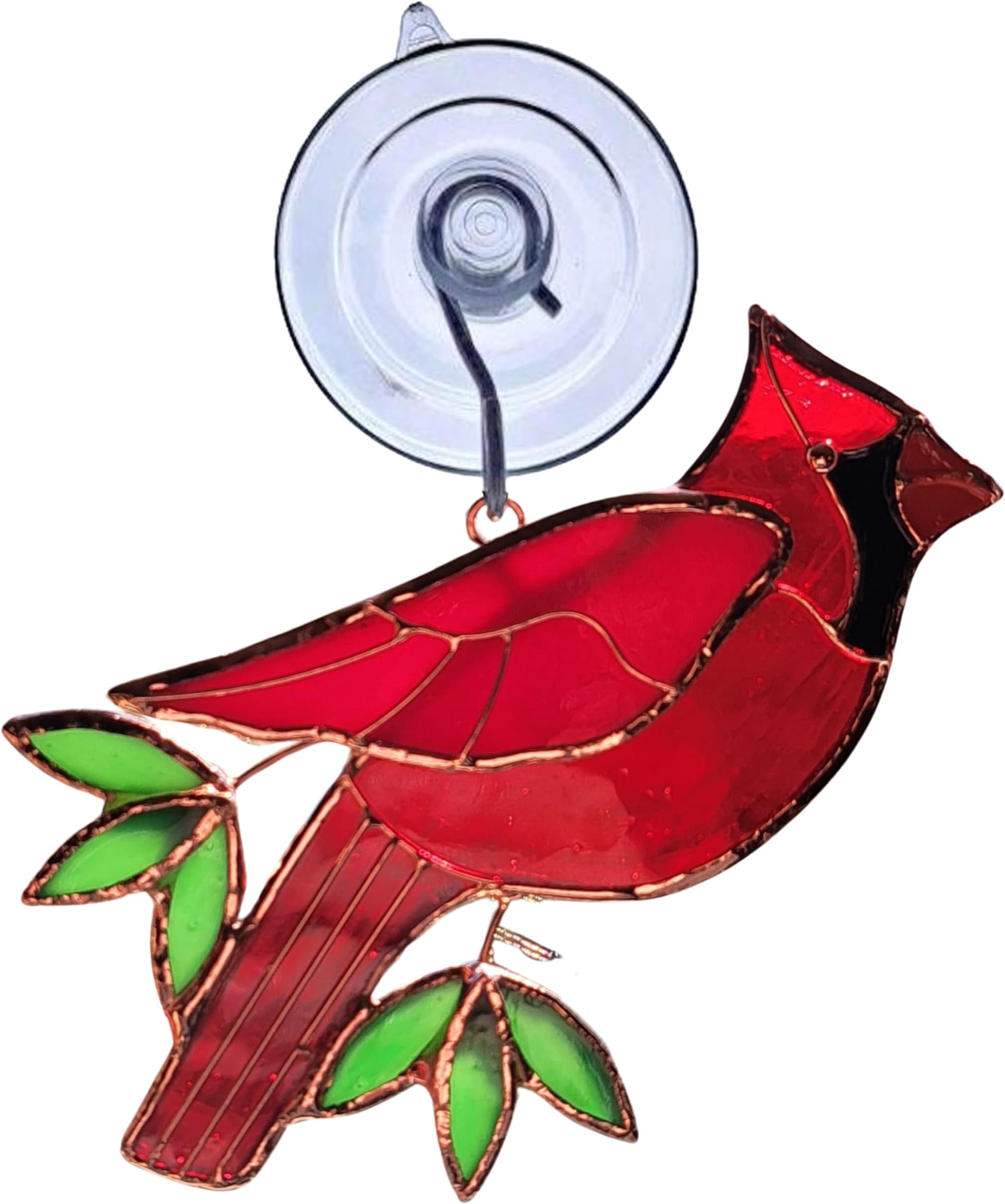 Stained Glass Sun Catcher, Red Cardinal Suncatcher for Window Hanging Indoor Decor