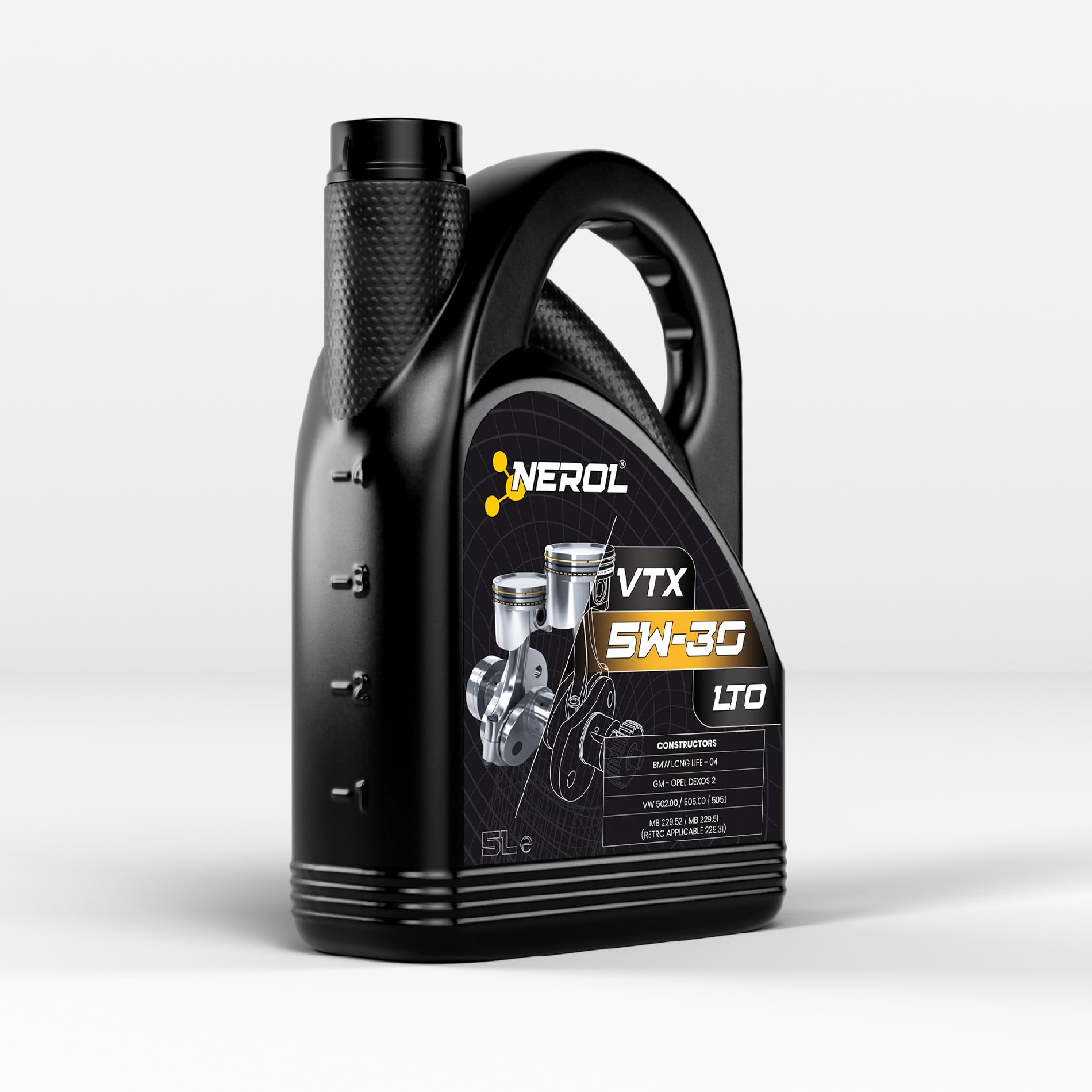 NEROL Aceite de Motor 100% Sintético Para Coche 4T Performance VTX - LTO 5W-30 Acea C2 C3 Dexos Api SN - CF, 5 Litros Lubricante Vehículos (5 LITROS)