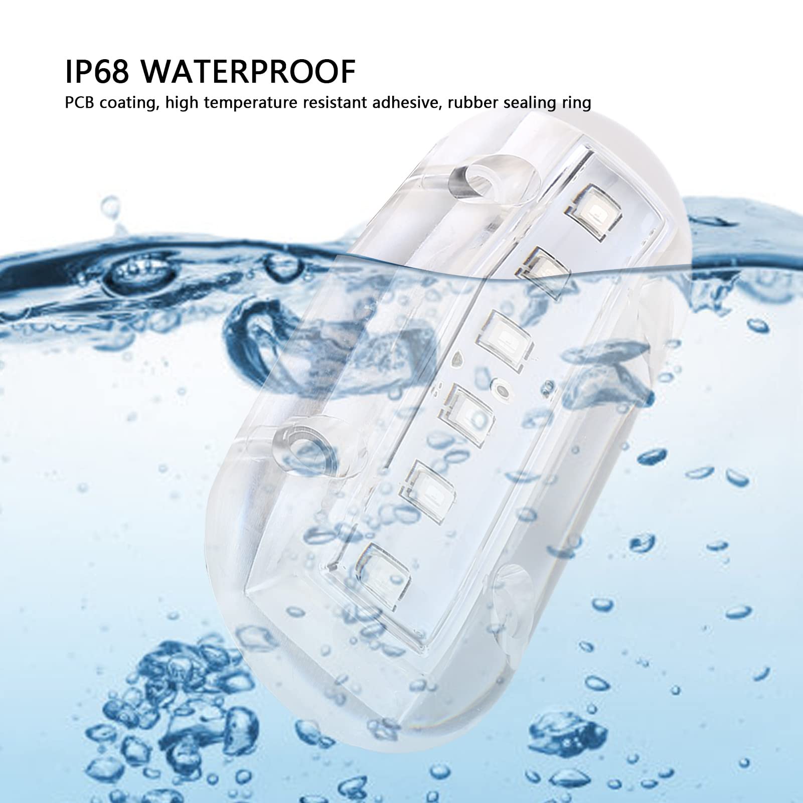 ZIZEV Waterproof LED Lamp, Surface Mount Underwater Light DC12V 1.1W Good Sealing for Marine Devices