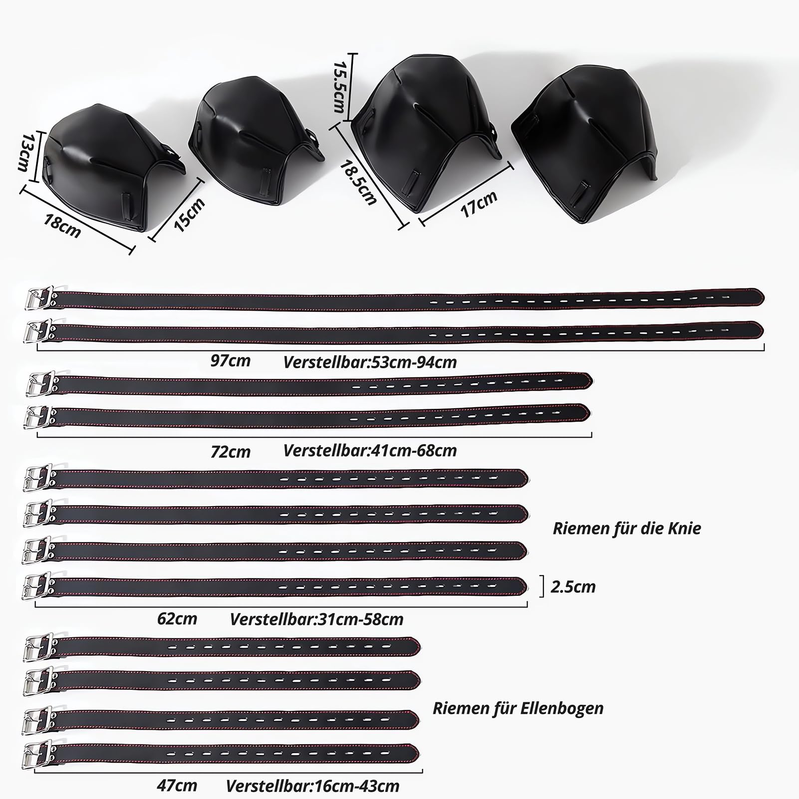 SXOVO Kit BDSM Retenue et Bondage - Kits de Bondage pour Ramper pour Esclave Cosplay, BDSMS Set Accessoires Hard avec Genouillères + Coudières + Harnais BDSM pour Mains et Pieds, Sex Toýs Couple