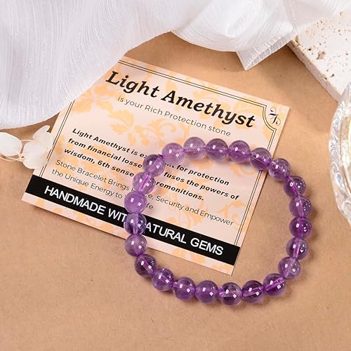 Vista 550 de MASSIVE BEADS Pulsera elástica de yoga hecha a mano con piedra natural, cristal curativo, energía, regalos para adultos unisex de 0.157 in, 0.236