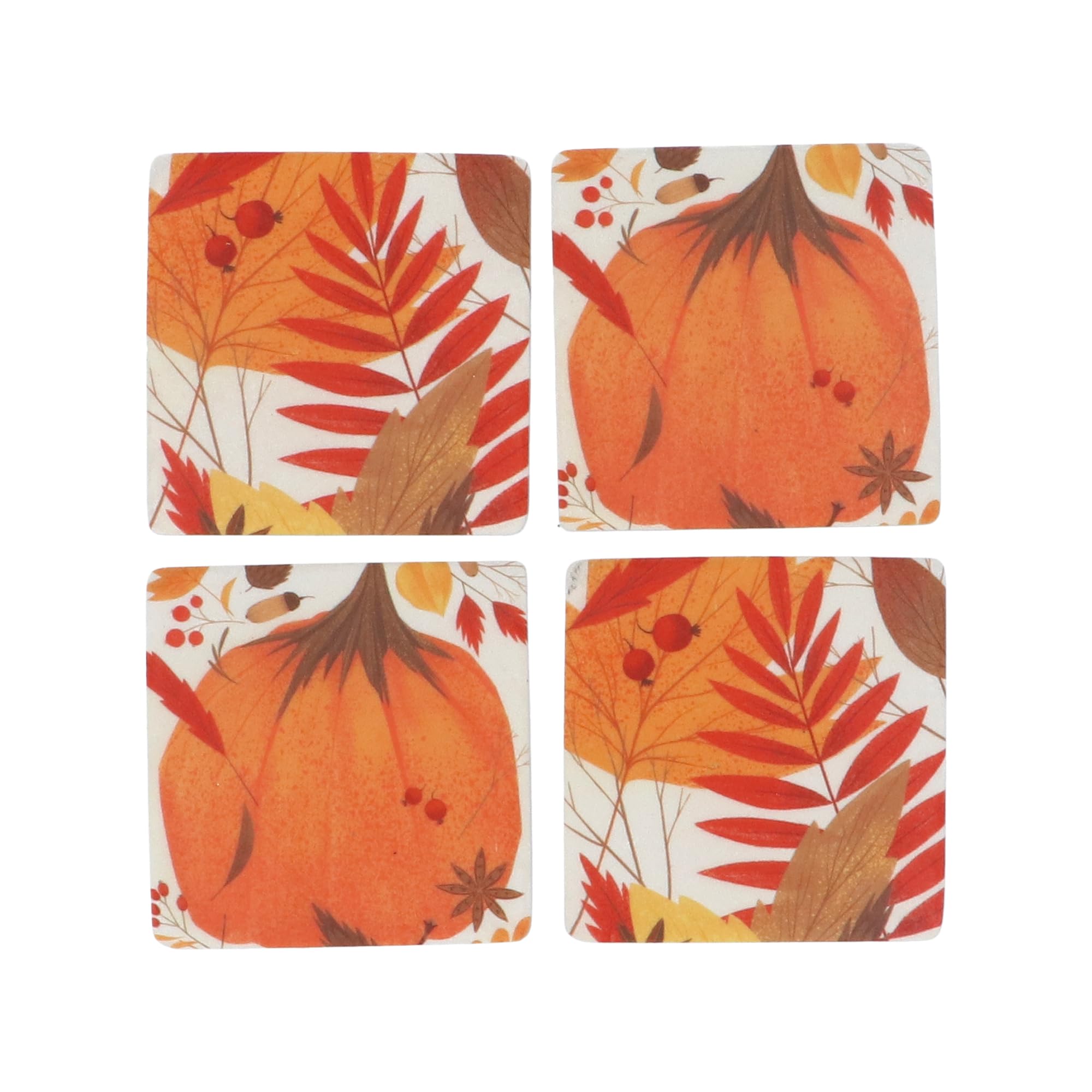 Gisela Graham Orange Pumpkin Coasters, Set of 4