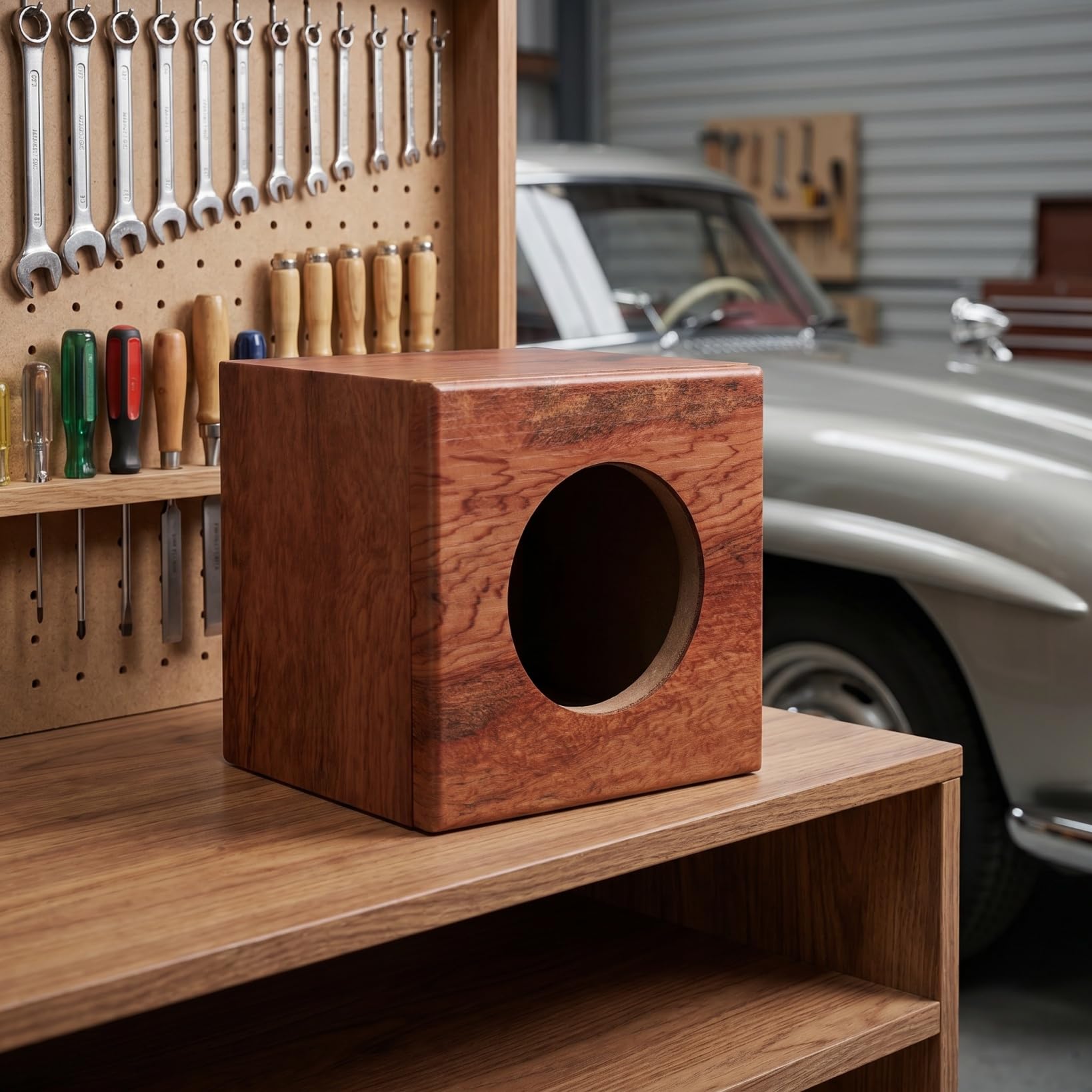 Ganazono Cassa Acustica in Legno Con Finitura Elegante Cachi Scatola Audio Vuota Resistente Per Altoparlanti Auto E Subwoofer Per Camion Migliora Stabilità Sonora E Qualità Audio in Viaggi