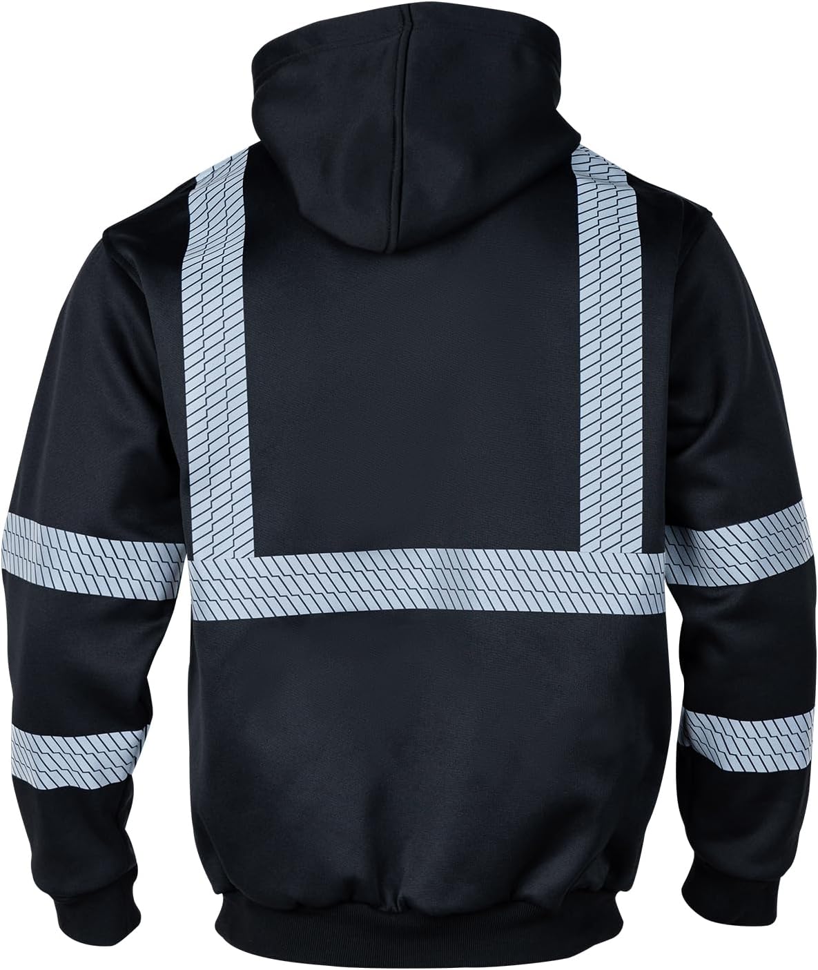 VENDACE Hi Vis Safety Reflective Sweatshirt Hoodies for Men ANSI Class 3 High Visibility Fleece Pullover Hoodie Jacket (Black,L) - Image 3