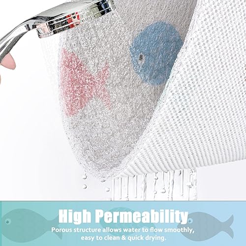 Miniatura 3 de Tapete de ducha antideslizante, cuadrado de 24 x 24 pulgadas, tapete de baño suave y cómodo con orificios de drenaje, tapete de baño de masaje de