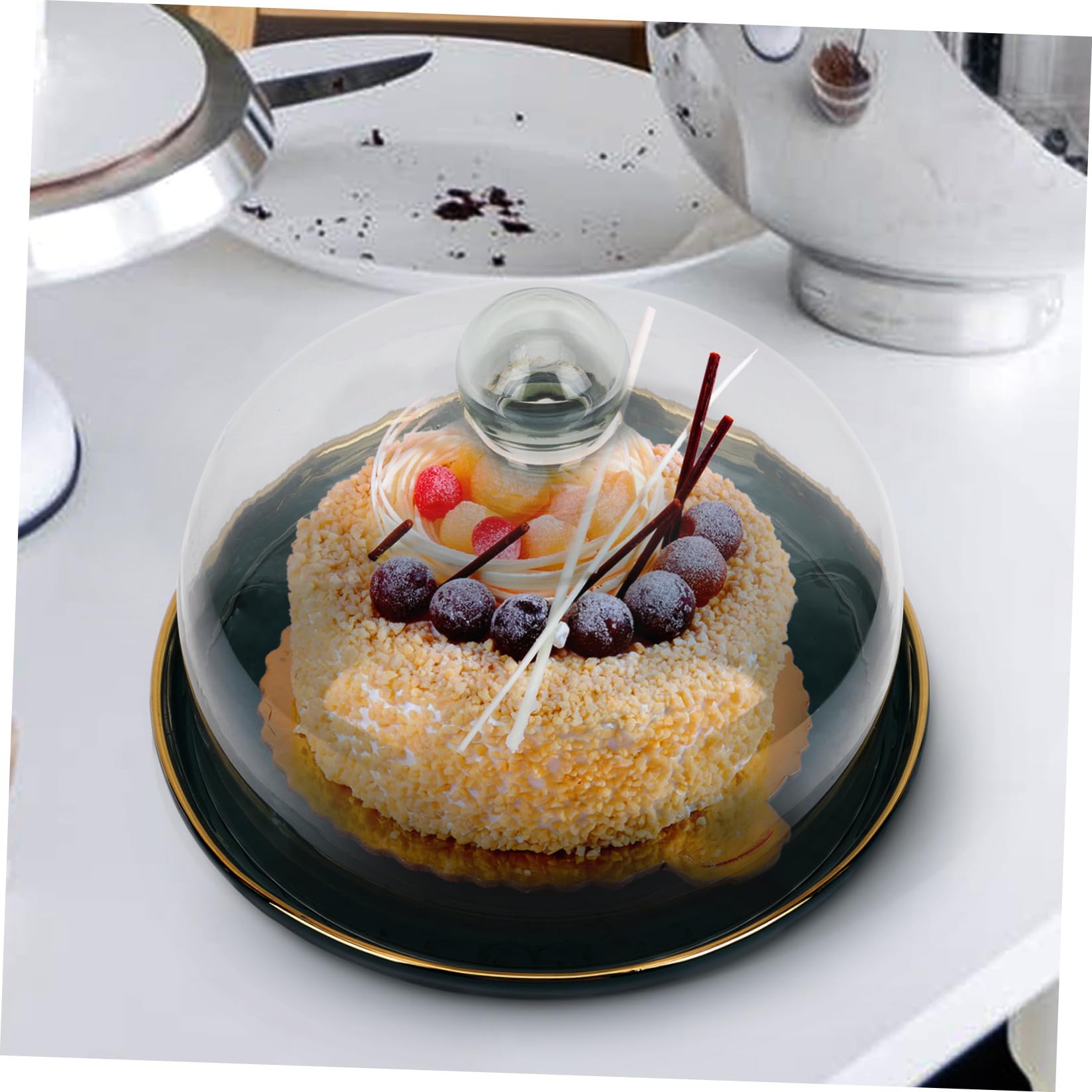 IMIKEYA Plato De Postre De Pastel Bandeja Para Servir Alimentos Bandeja Para Guardar Pasteles Para Postres Con Tapa De Vidrio Para Tarta Soporte Pastel Con Tapa