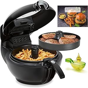 Tefal YV9708 ActiFry Genius Freidora sin Aceite, Tecnología Dual Motion, 9 Programas, Apta para el Lavavajillas, Hasta 1,7 kg de Frituras, dos Zonas Cocción, Cocina Sana, Capacidad XL