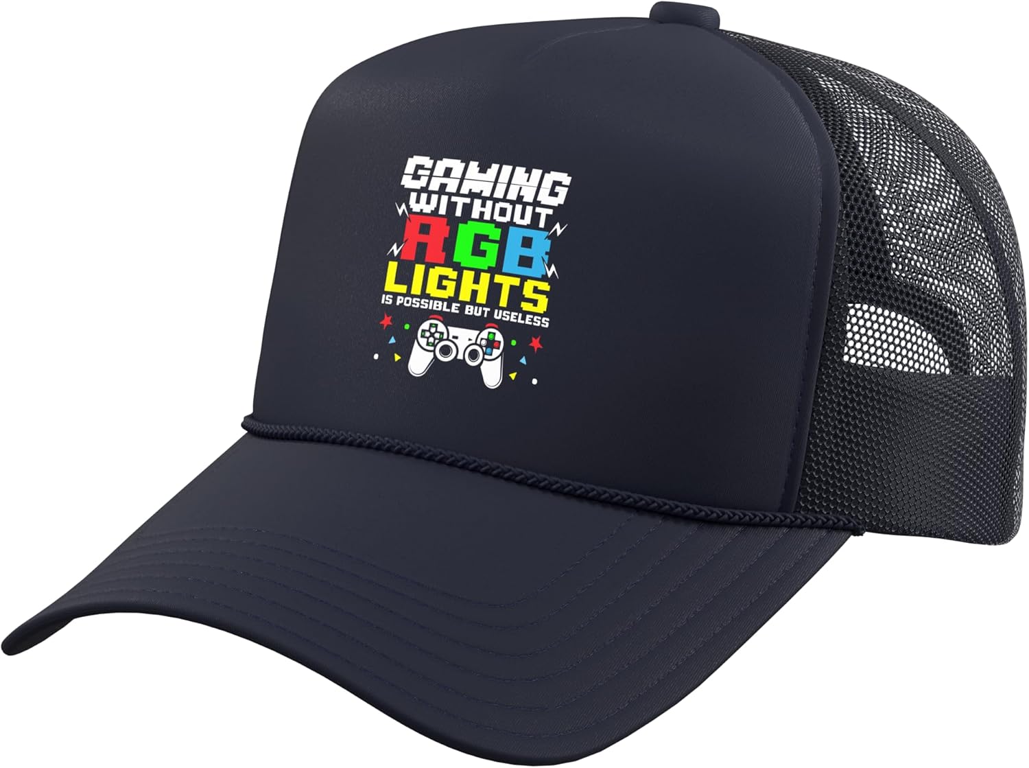 Gaming Without RGB Lights Video Game Player PC Gamer Trucker Hat with Adjustable Mesh Back
