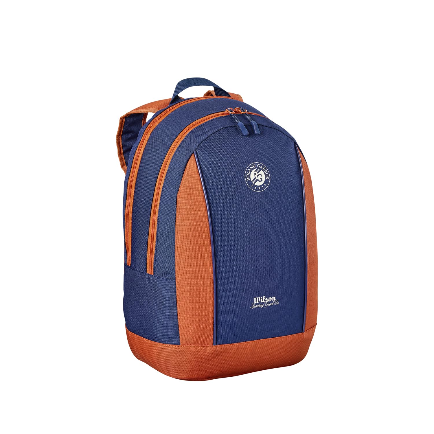 Wilson Roland-Garros 2026 Team Junior Tennis Backpack, Holds Up To 2 Rackets, Made With a Locking Zip Compartment & Laptop Sleeve, Colour: Navy/Clay