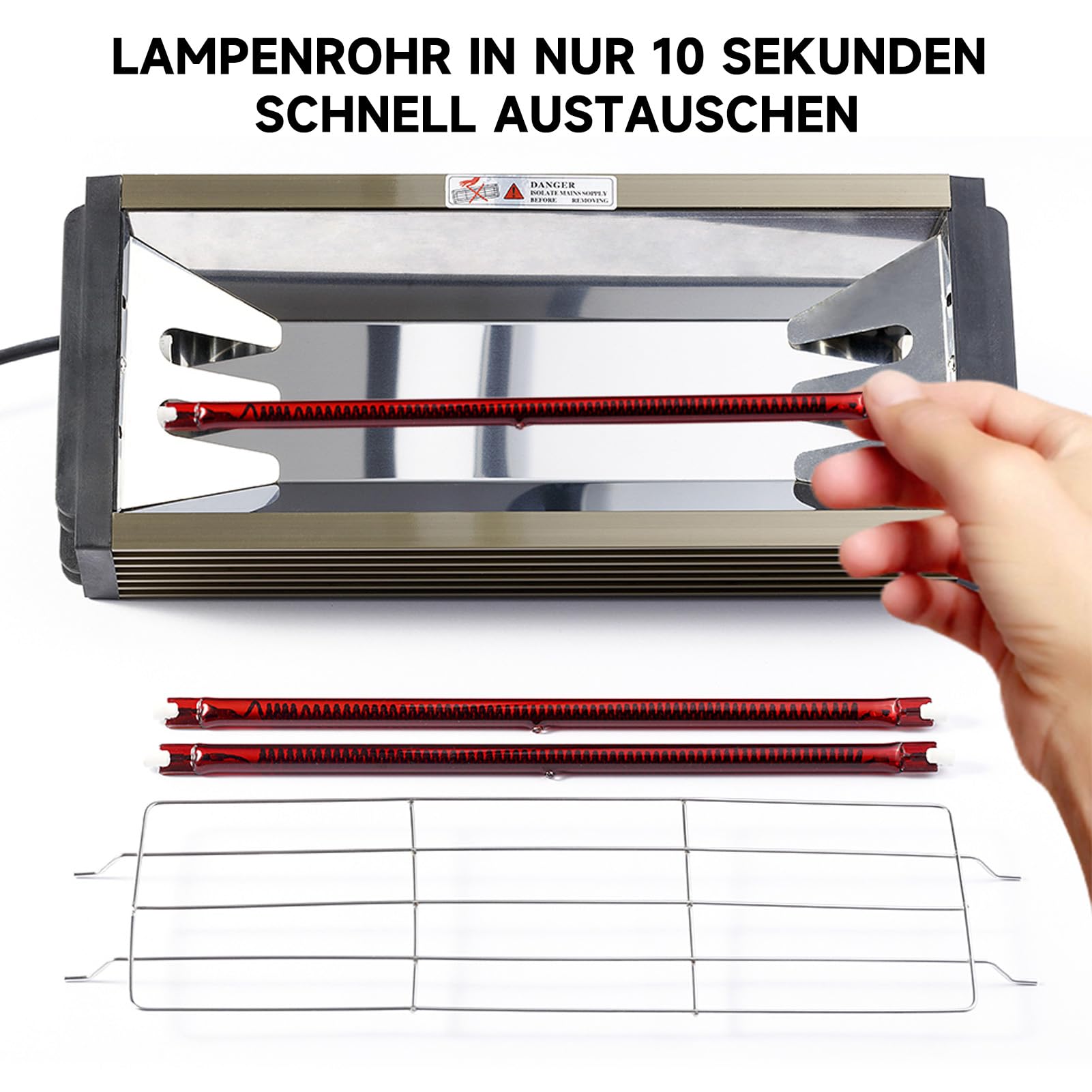DATOUBOSS 2000W Infrarot Lacktrockner Trockner, Kurzwellen-Infrarot-Lackhärtungslampe 220V, mit intelligenter Zeitschaltuhr 0-90 für Auto Karosserie Reparatur, Lackierarbeiten(650×500MM)
