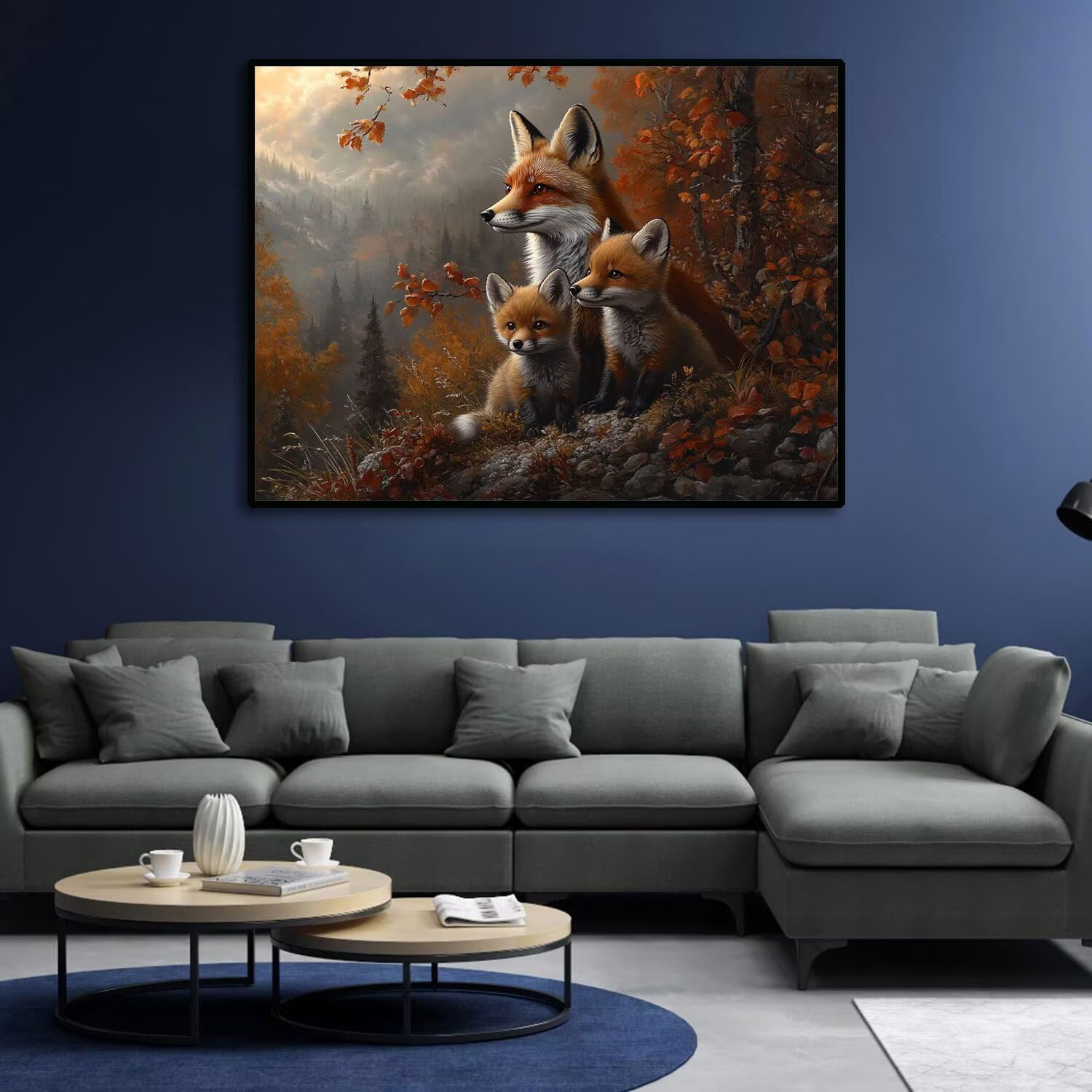 Malarstwo diamentowe, motyw lasu, lisa, obraz do samodzielnego wykonania, zestaw do majsterkowania, dla dorosłych, mozaika, zestaw do majsterkowania, haft, prezent, dekoracja ścienna, obraz, 70 x 95