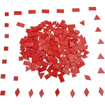Glass Mosaic Tiles 4 Shapes Square Diamond Triangle Rectangle 220 Pieces Stained Glass Mosaic Pieces for Handmade Art Crafts and Home Decoration Red